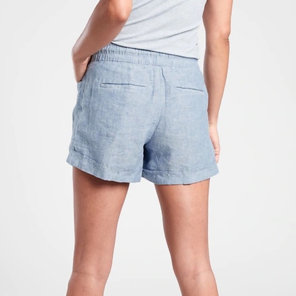 ATHLETA- Cabo Linen 4" Short Chambray Blue Pull-On - Picture 2 of 8